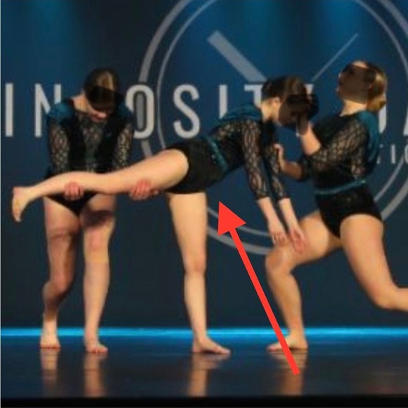 Competition Dance Solo Costume Black Velvet Leotard Teal Accent Rhinestones AXXS - Picture 3 of 14